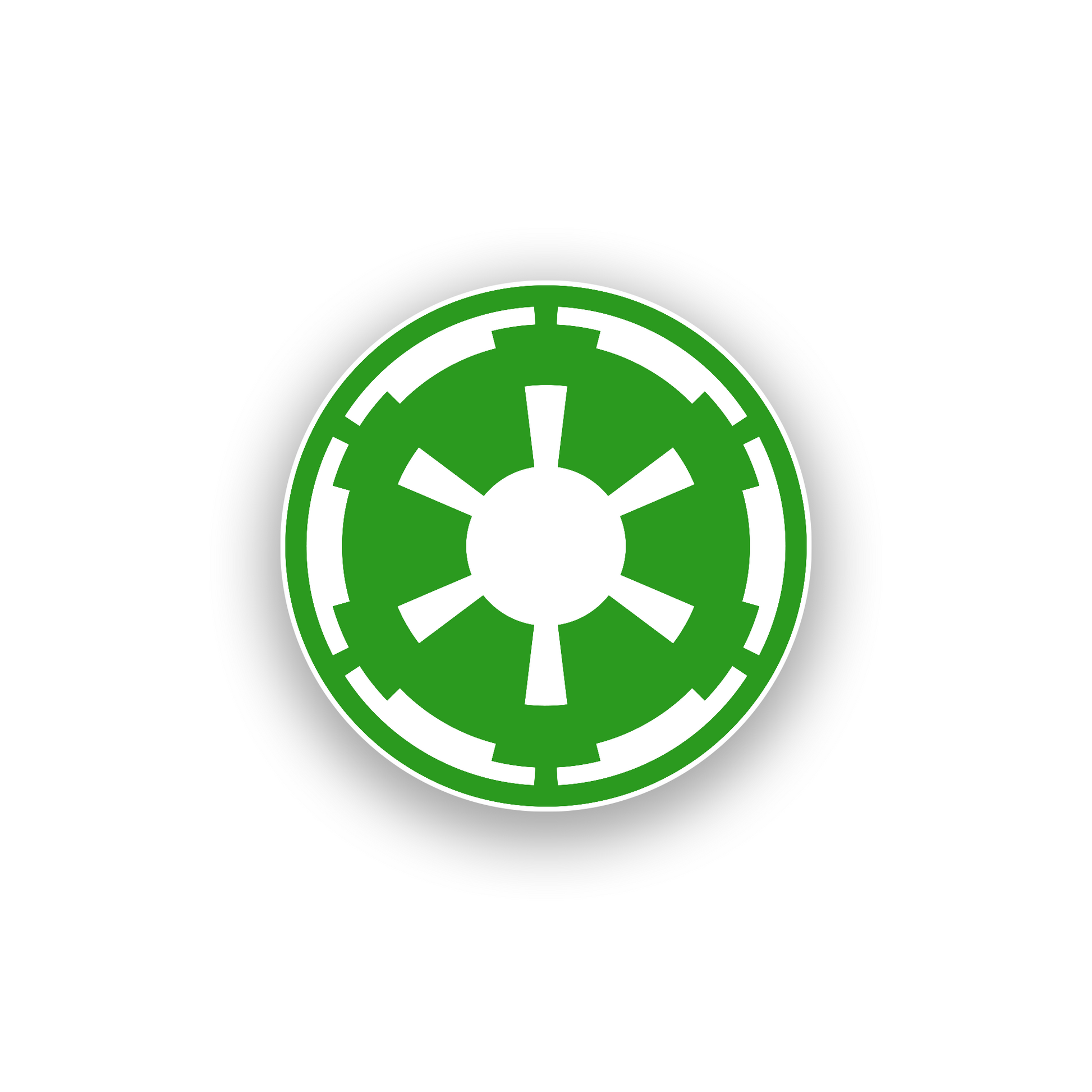 Laser engraved automotive badge featuring a space inspired circular logo