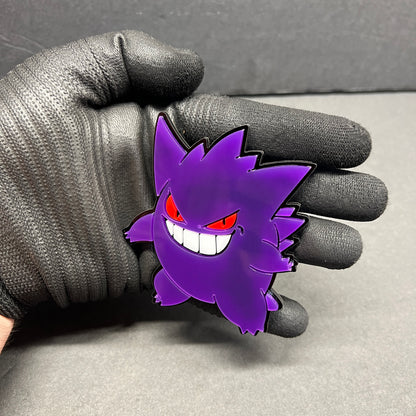 Purple monster exterior decal badge with glossy black backing