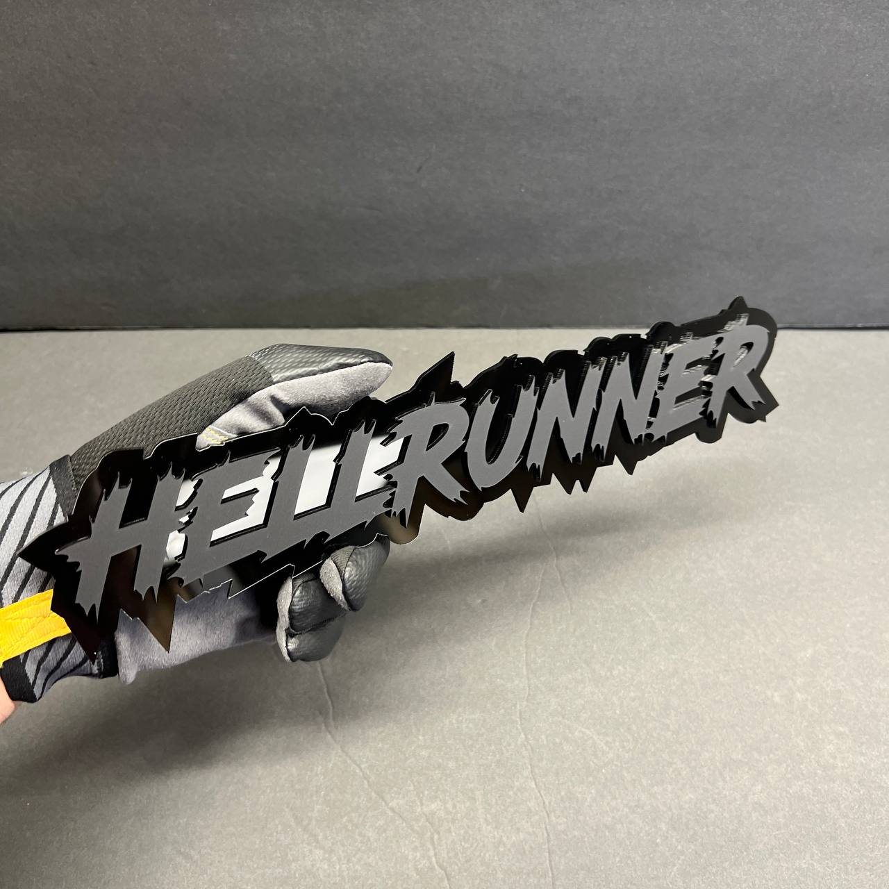 Black layered acrylic Hellrunner emblem for tailgate and hood decor