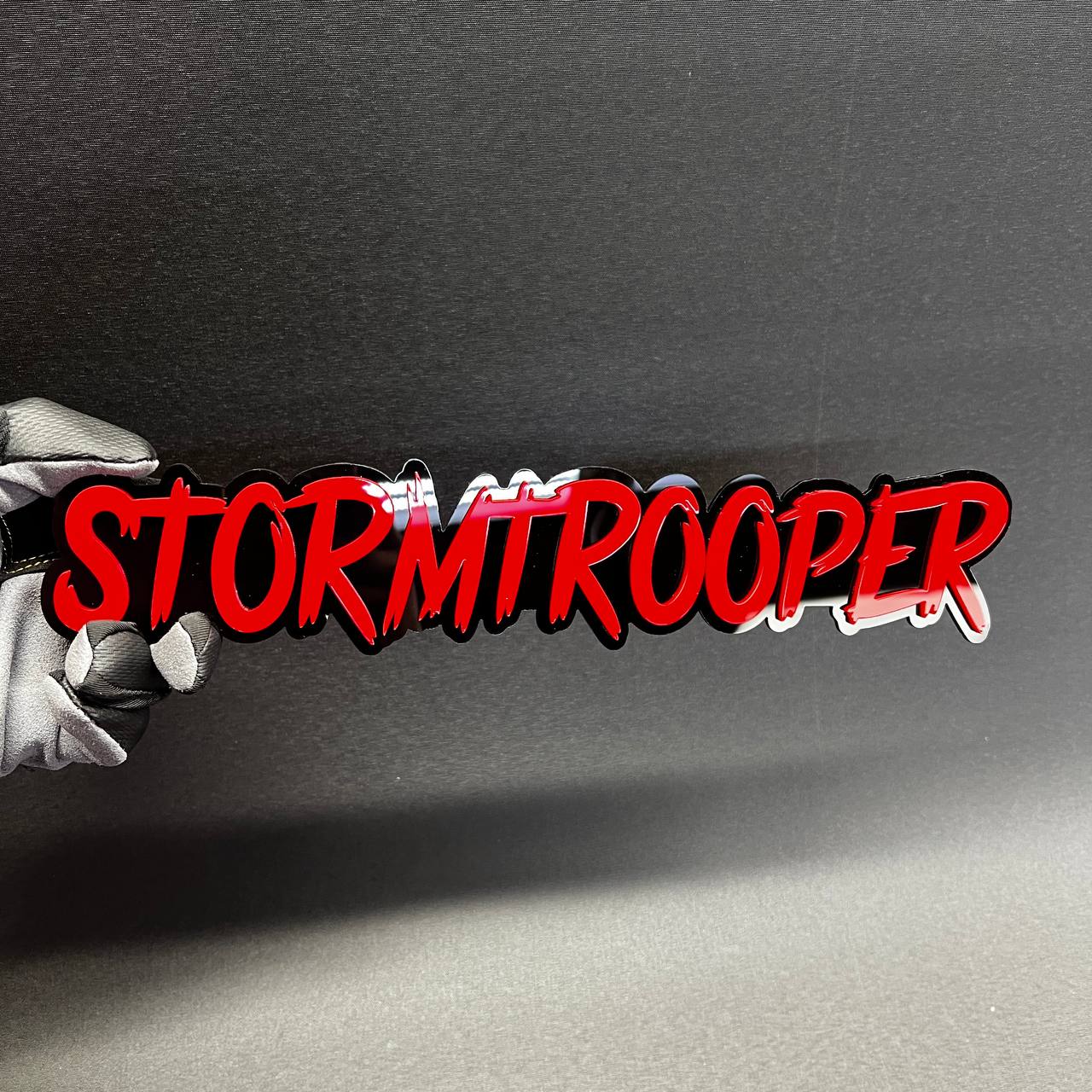Red black Stormtrooper acrylic emblem for muscle truck exterior styling