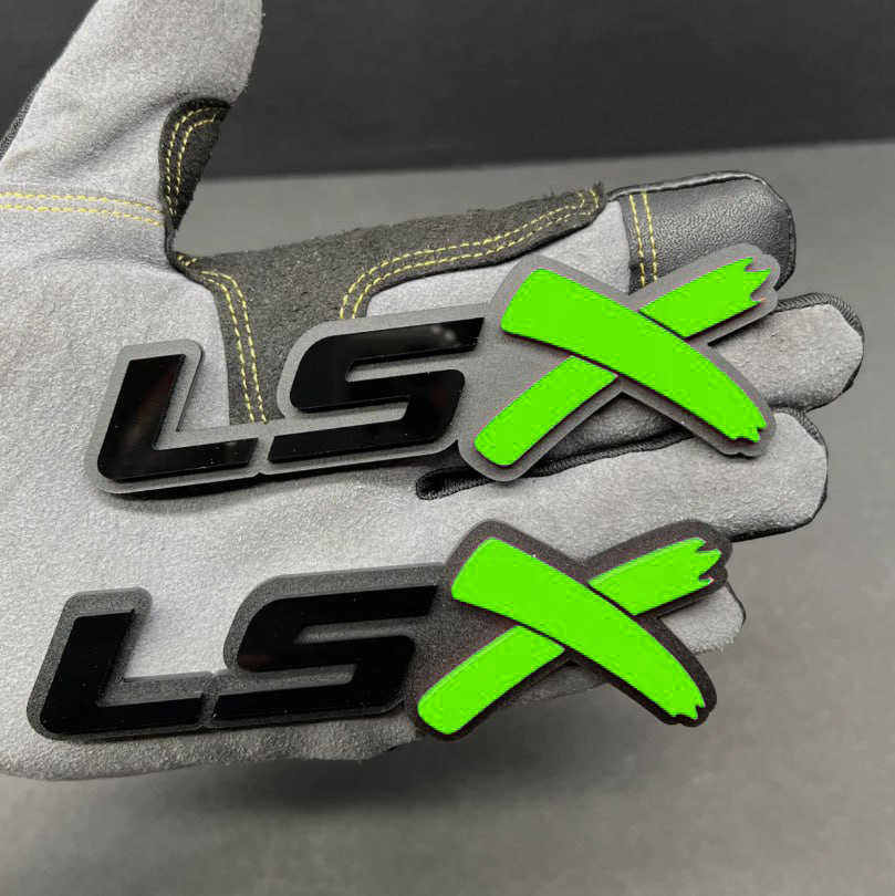 LSX custom car badge emblem front view