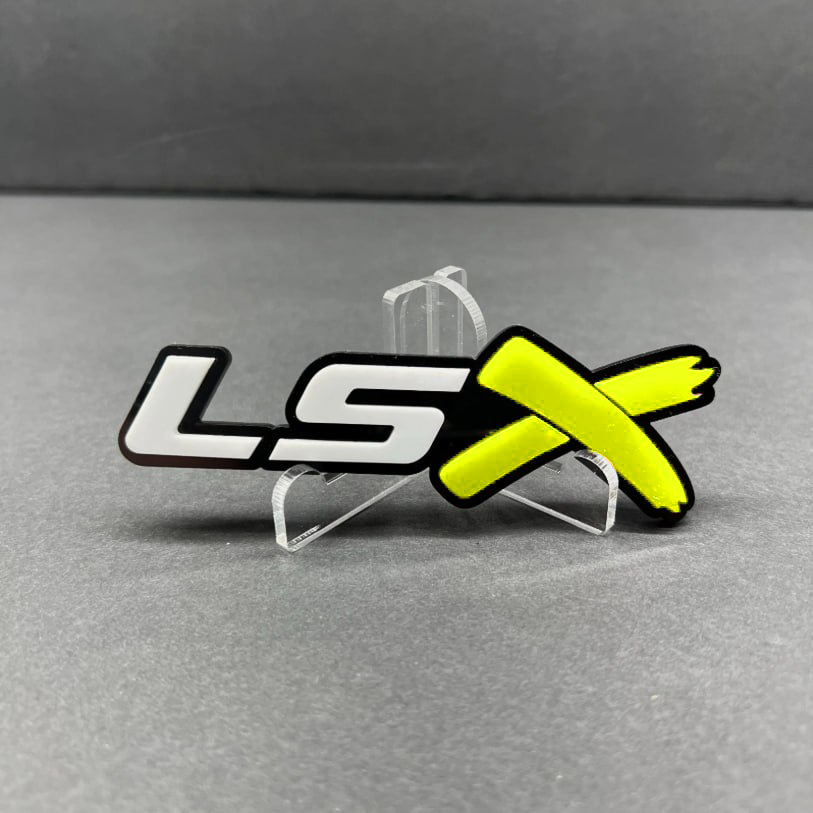Detailed LSX logo 3D automotive badge