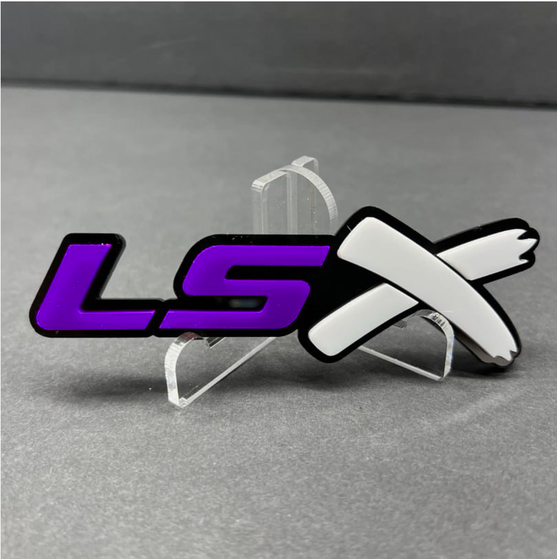 Close-up of LSX grille emblem
