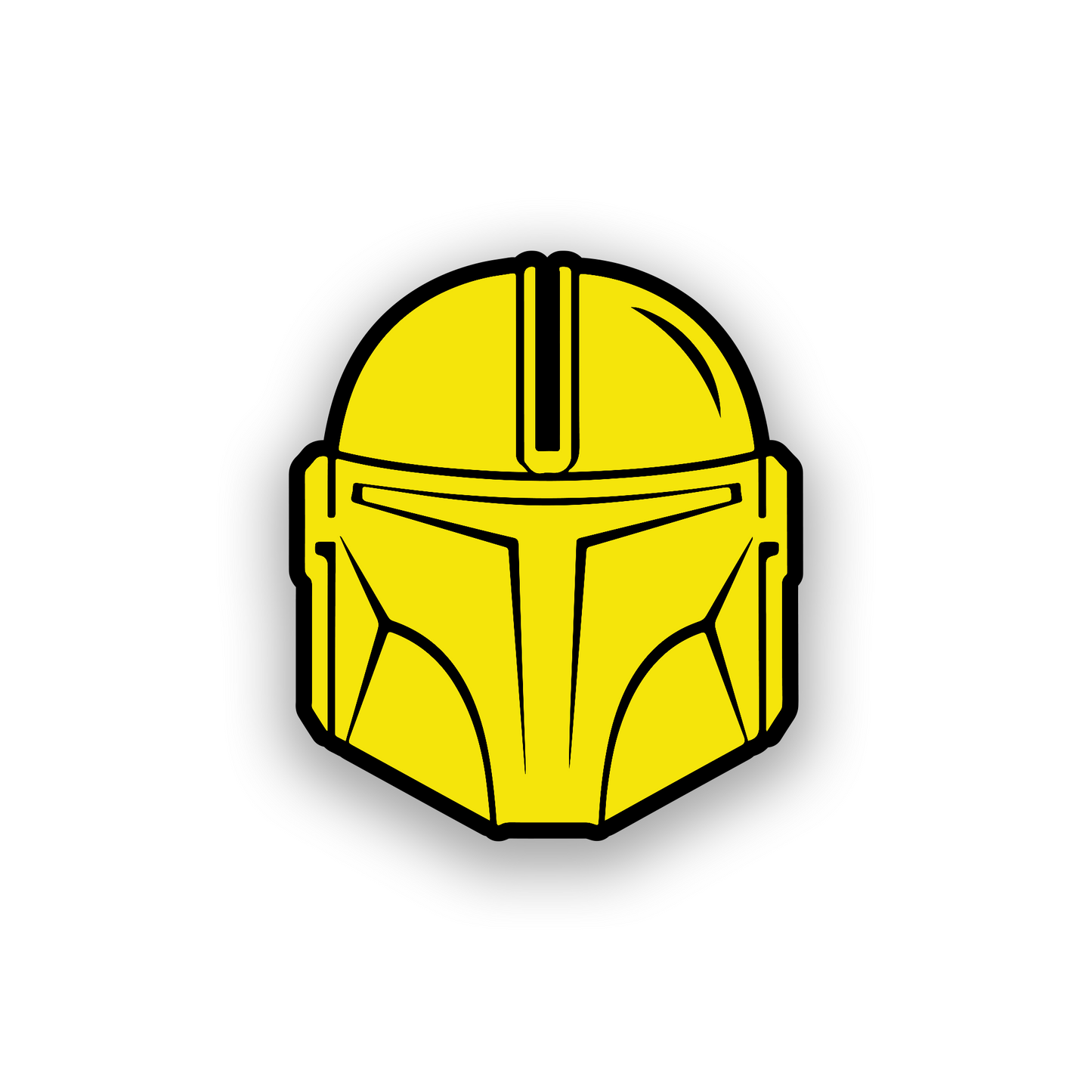 Beskar helmet inspired engraved car emblem with futuristic sci fi styling