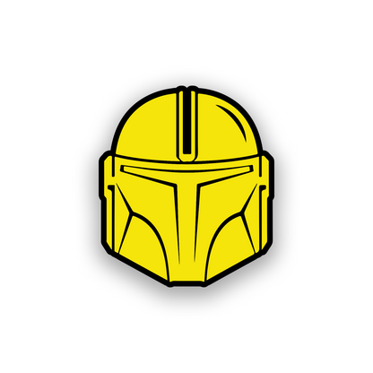 Beskar helmet inspired engraved car emblem with futuristic sci fi styling