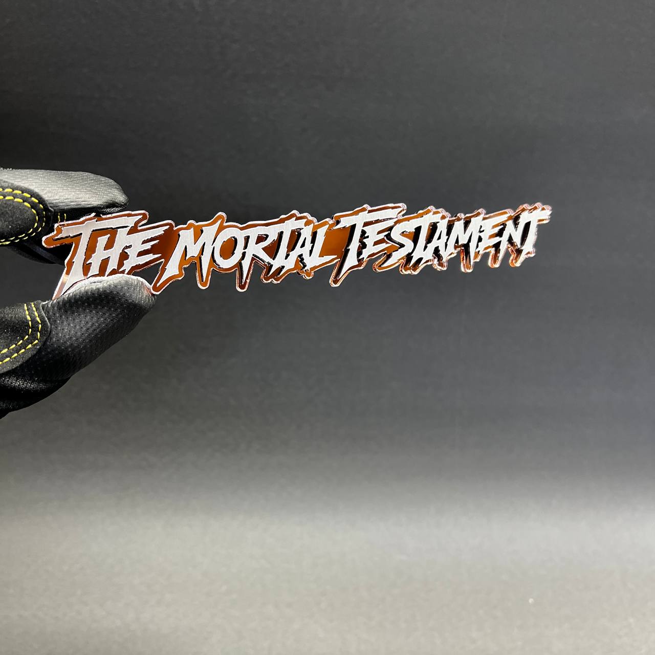 gold mirror sharp font emblem for truck fender installation