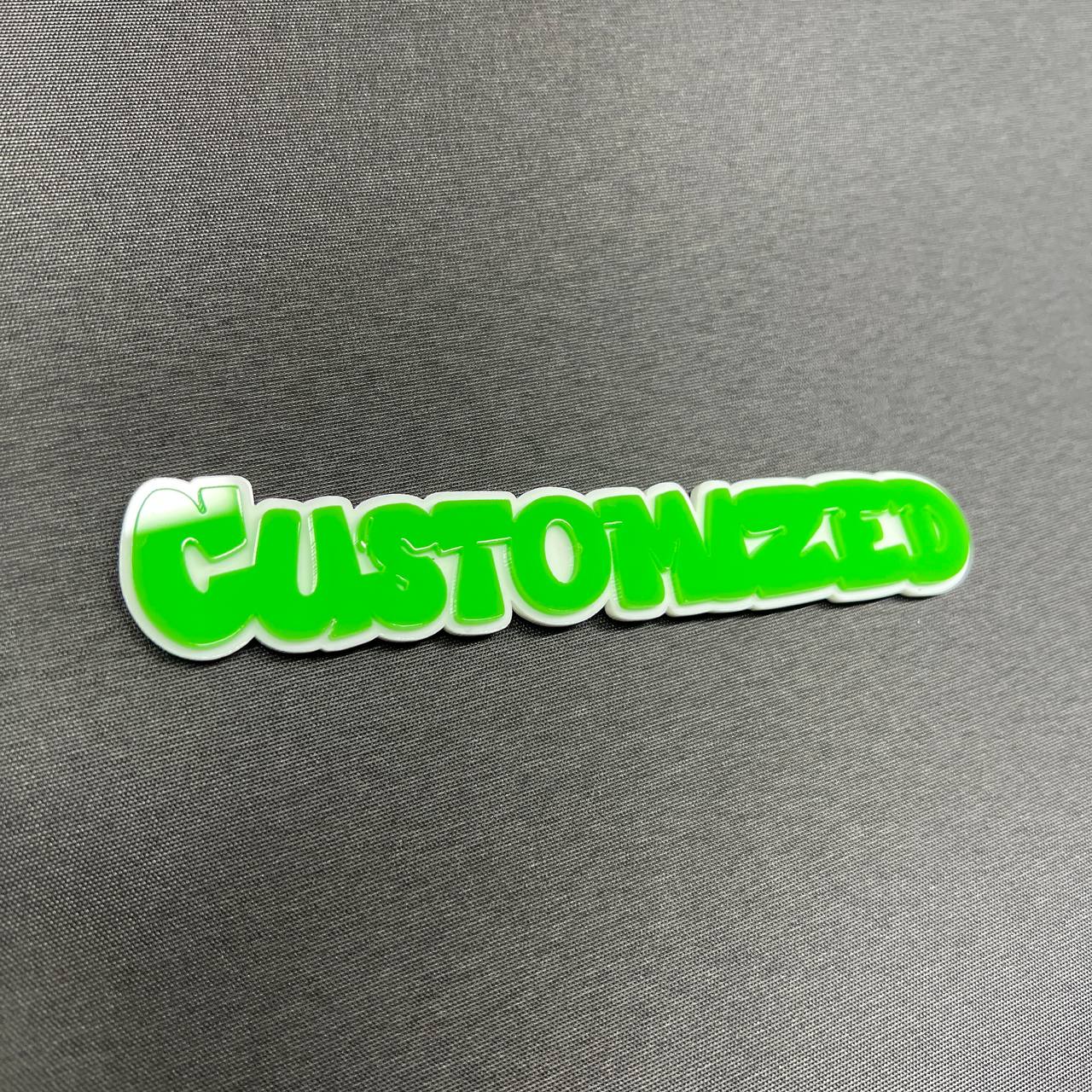 Personalized automotive text emblem for custom car or truck styling