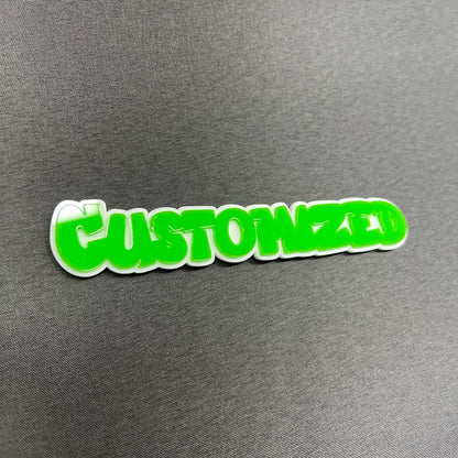 Personalized automotive text emblem for custom car or truck styling