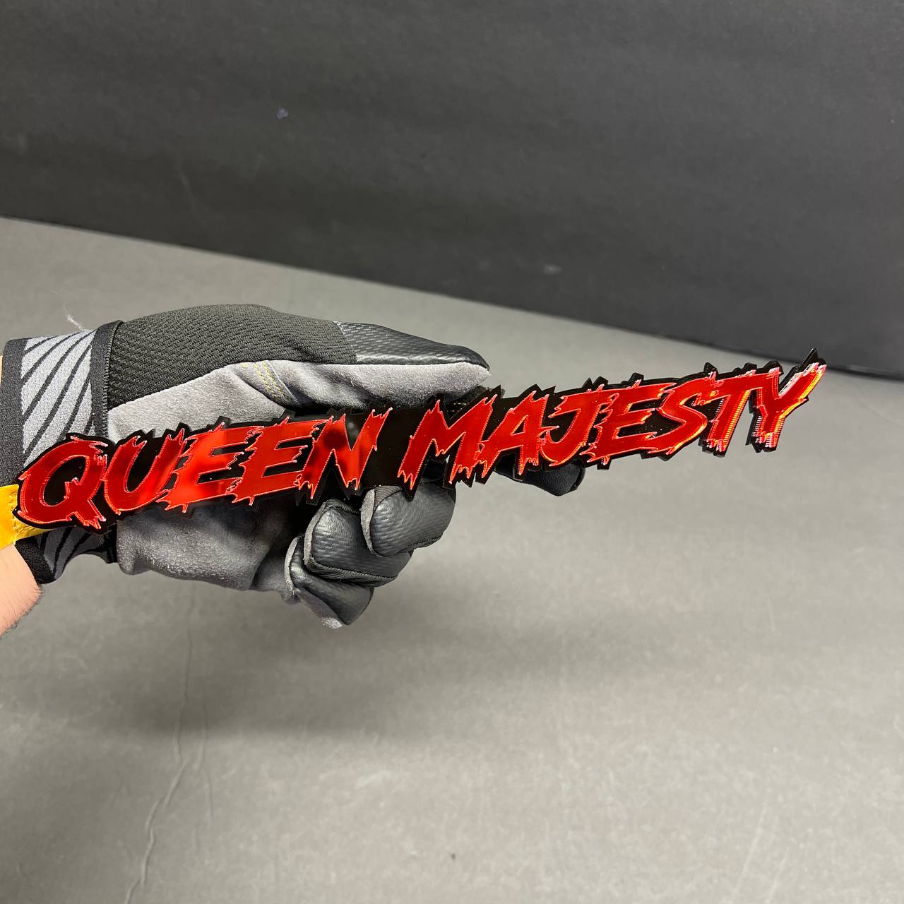 red black custom lightning text car badge aggressive style