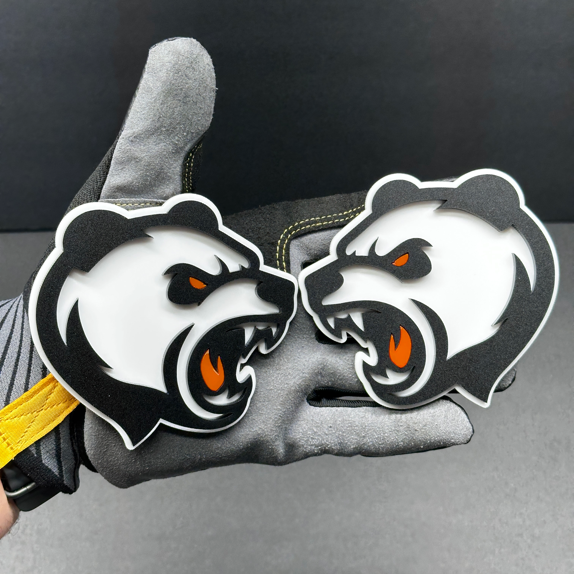 Custom Panda auto emblem pair for hood tailgate door or side panel placement