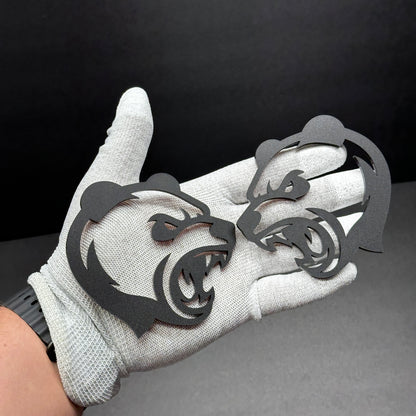 Custom Panda auto emblem pair for hood tailgate door or side panel placement