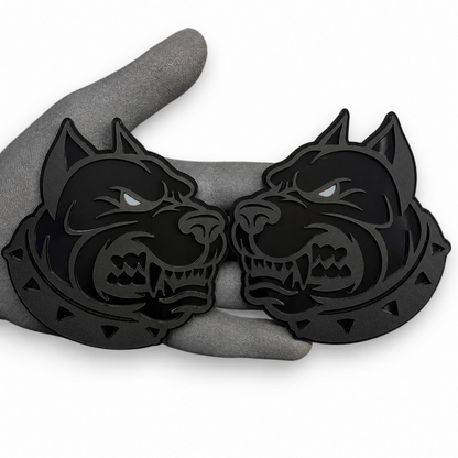 Pit bull head car badge custom dog emblem with aggressive styling for trucks SUVs and cars