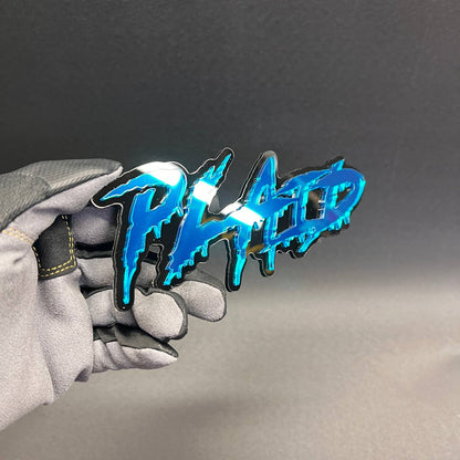 PLAID fender emblem exterior sticker with bold jagged style