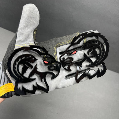 Angry goat badge pair with red eye for Ram 3500 custom truck emblem styling