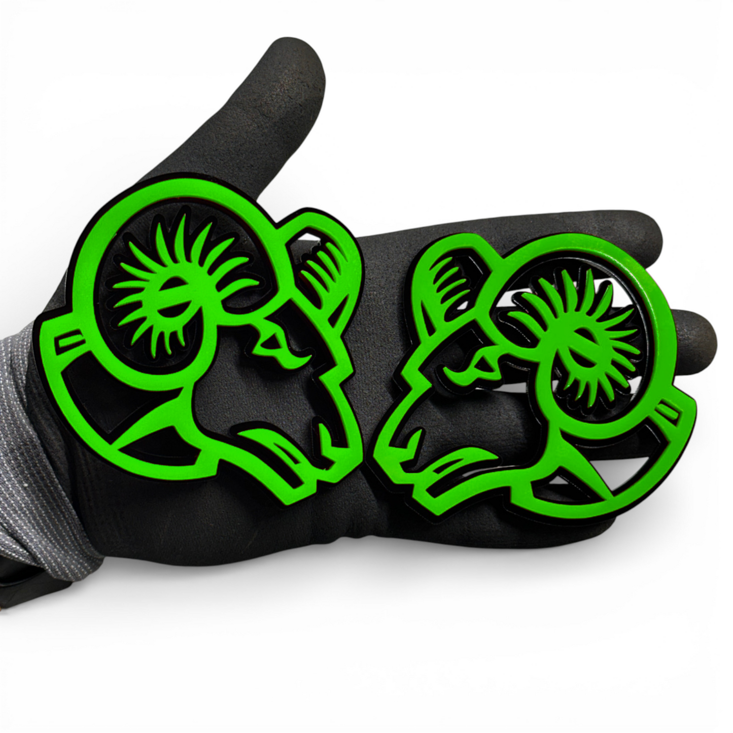 Custom angry Ram badge with red eye for truck fender hood or tailgate emblem placement