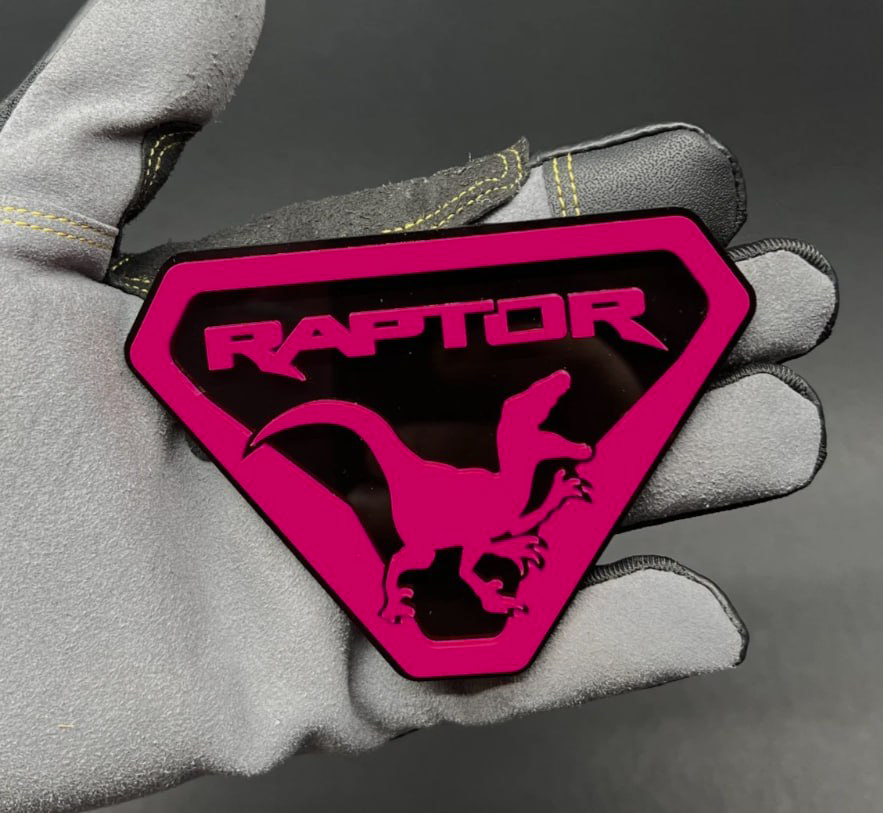 Aggressive dinosaur raptor emblem for trucks and SUVs
