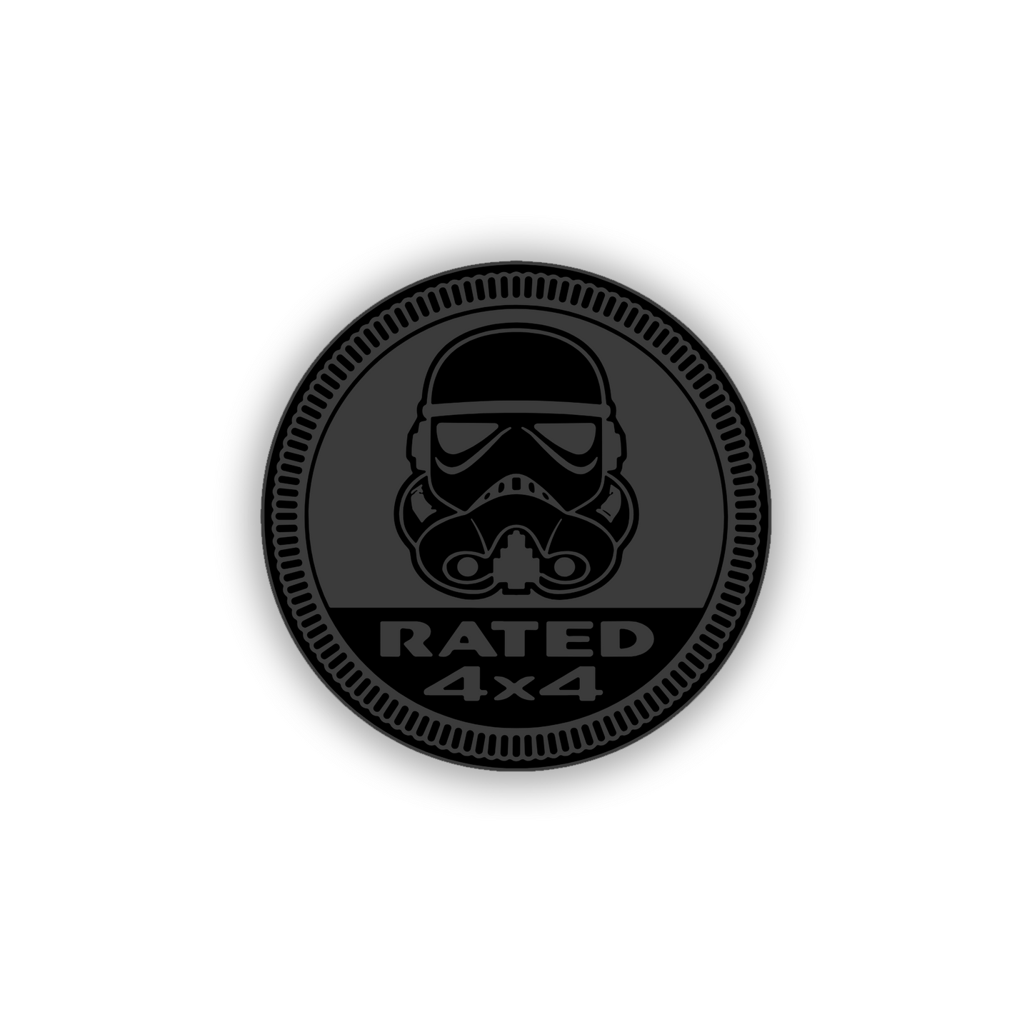 Round sci-fi helmet 4x4 emblem with detailed engraved design