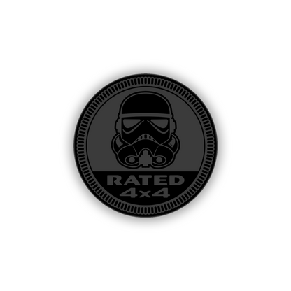 Round sci-fi helmet 4x4 emblem with detailed engraved design