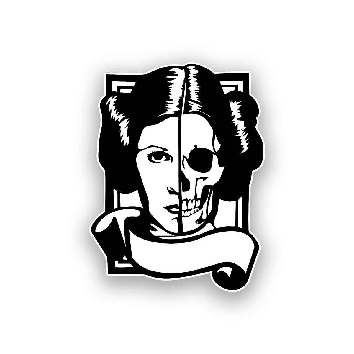 Custom Star Wars inspired car emblem with bold rebel heroine and skull artwork