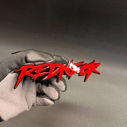 Personalized Redneck vehicle badge with bold custom lettering for trucks and SUVs.