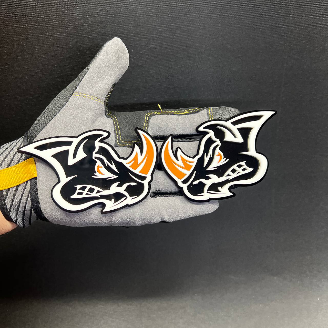 Rhyno performance car badge hood decal for RAM, F-150, Silverado, Tacoma, and custom offroad vehicles.