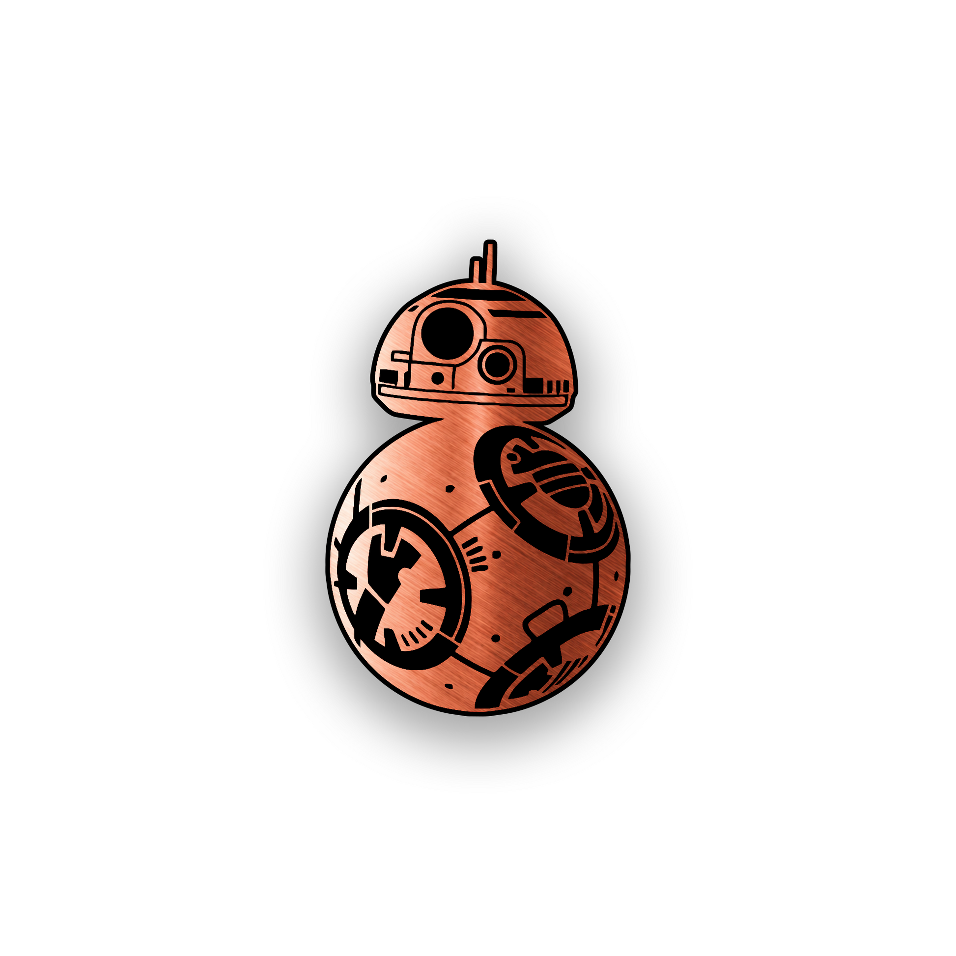 Star Wars style droid automotive badge with bold futuristic engraved design