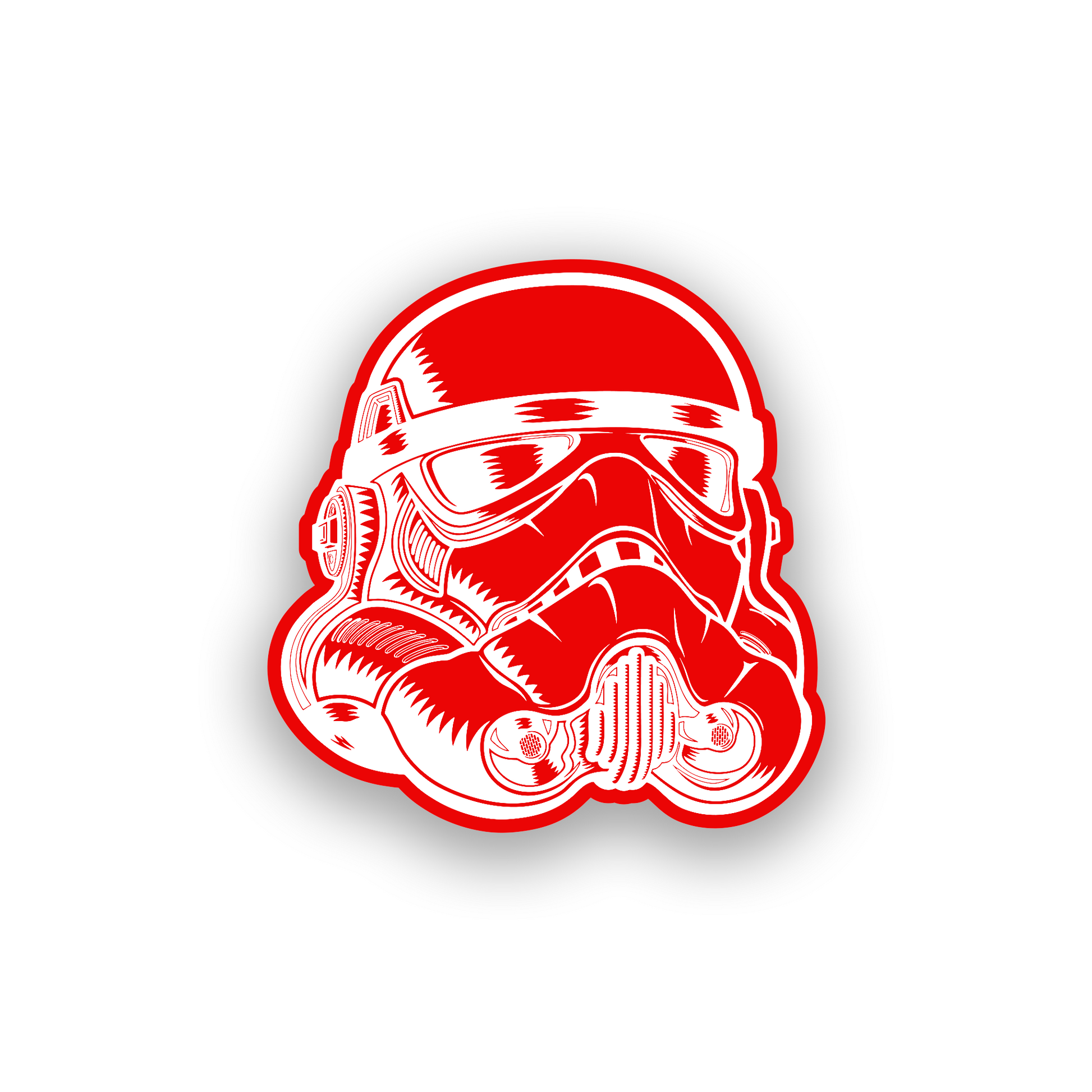 Laser engraved stormtrooper inspired badge for custom vehicle exterior styling