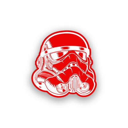 Laser engraved stormtrooper inspired badge for custom vehicle exterior styling