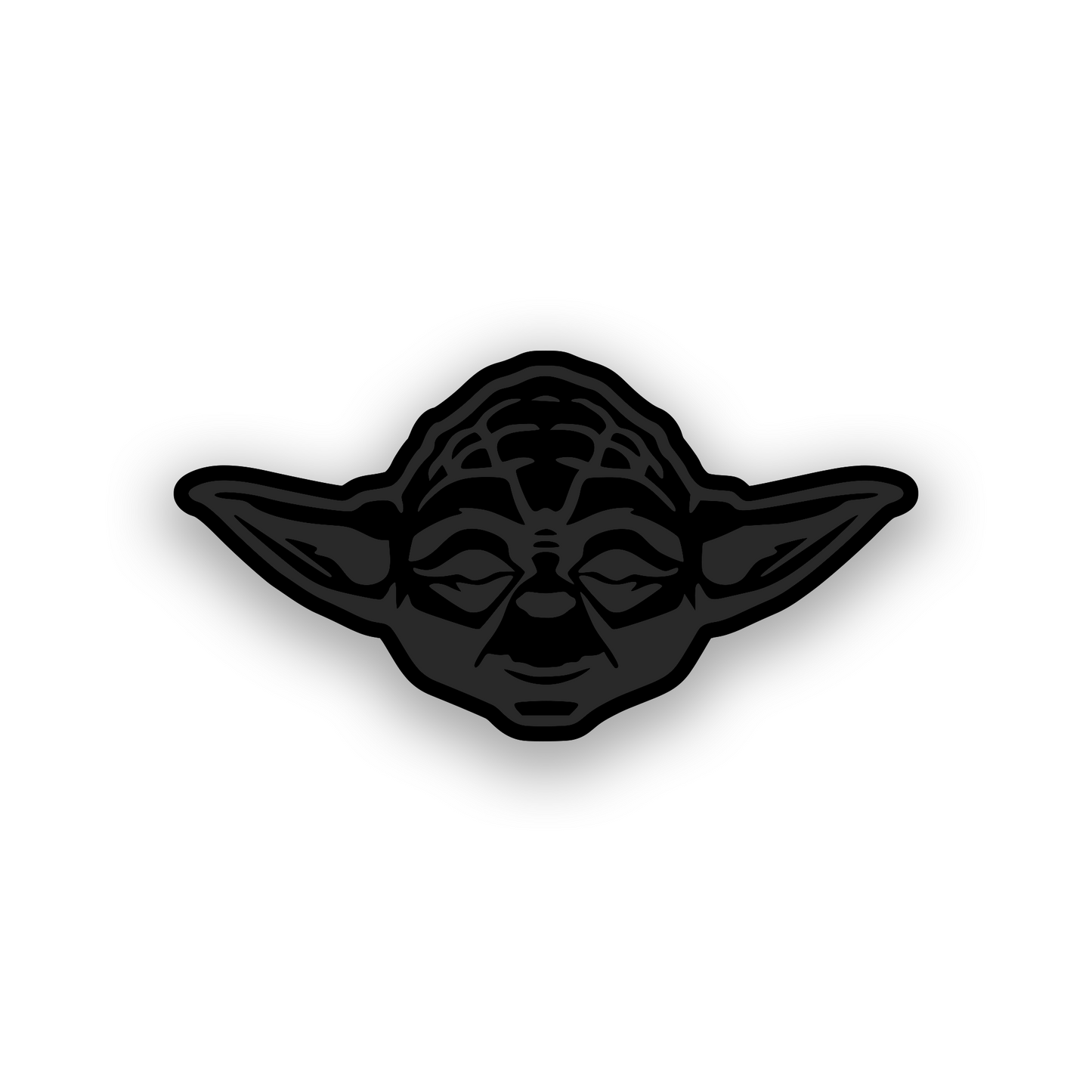 Engraved space fantasy car emblem with bold black and white design