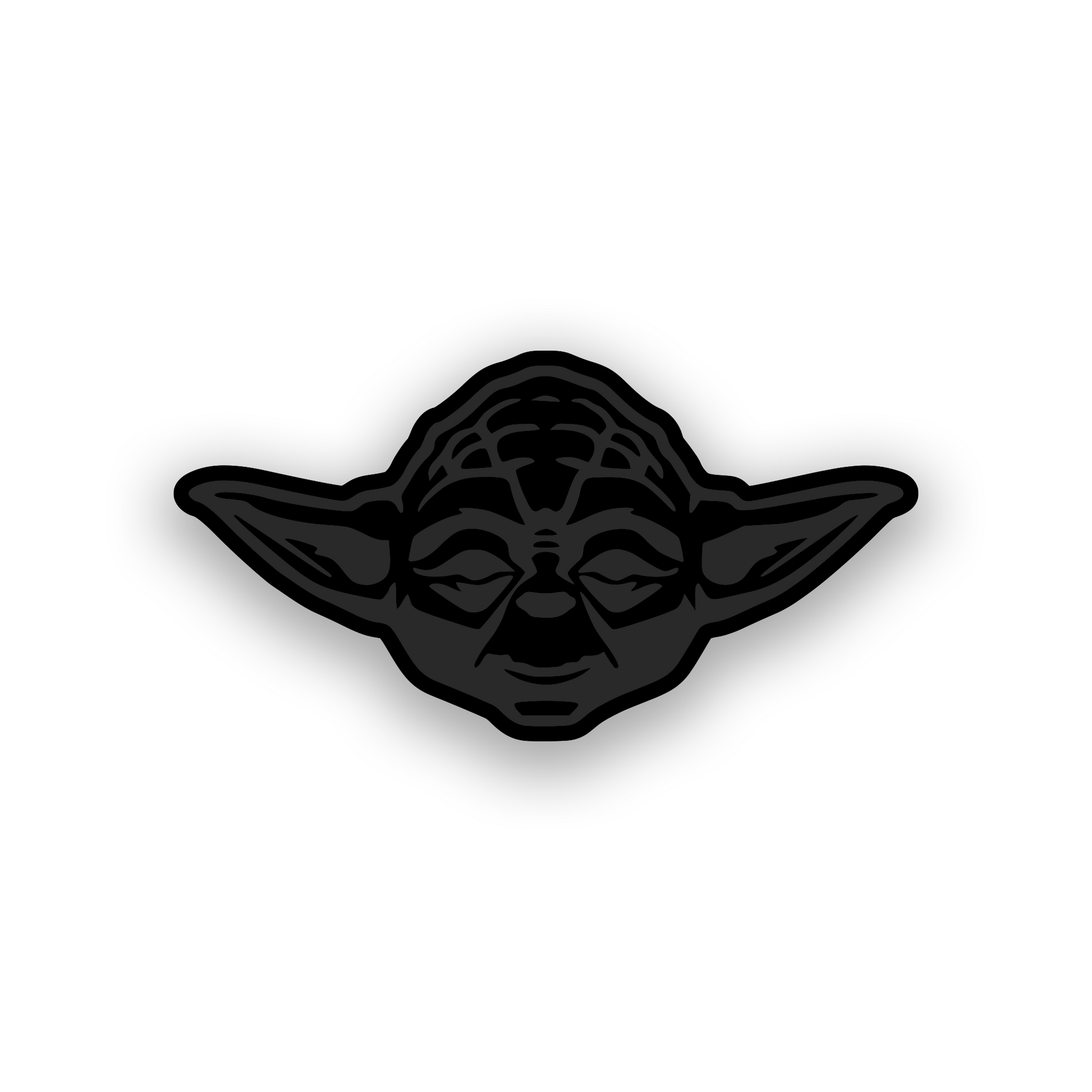 Engraved space fantasy car emblem with bold black and white design