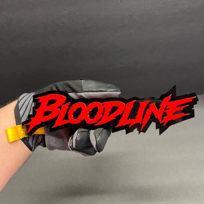 bloodline sharp text car badge red black aggressive style