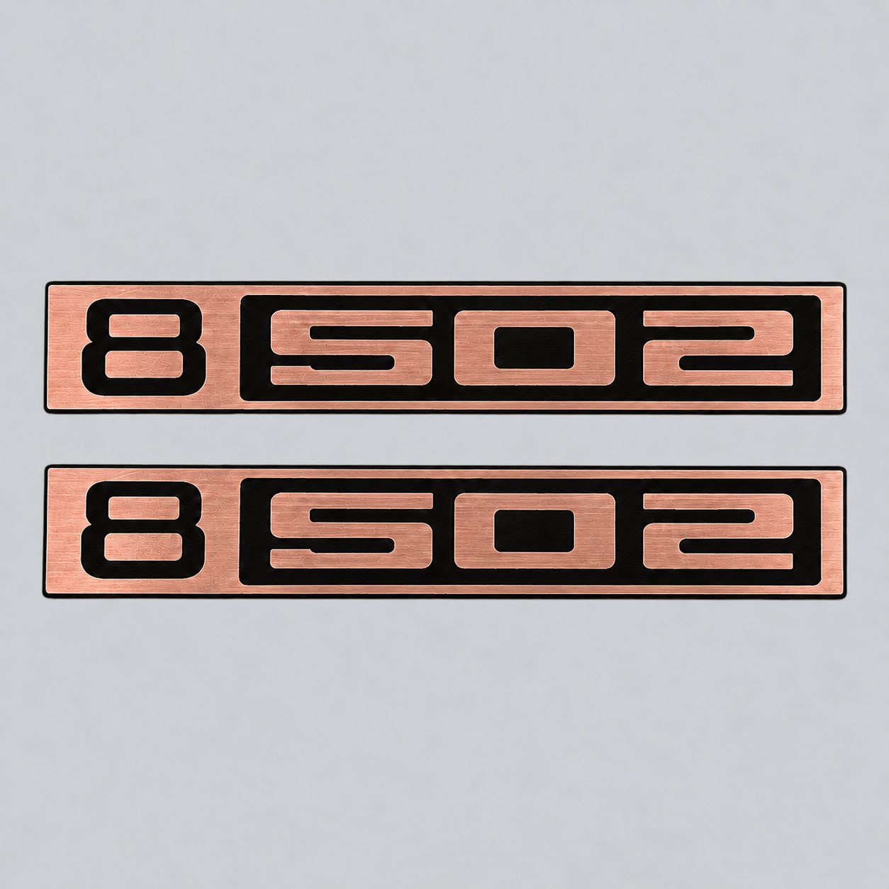 Silver billet B502 badge with black detail for 1967-1972 Chevy C10 trucks.