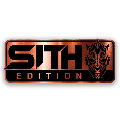 Black and silver Maul Sith Edition engraved automotive badge for exterior styling