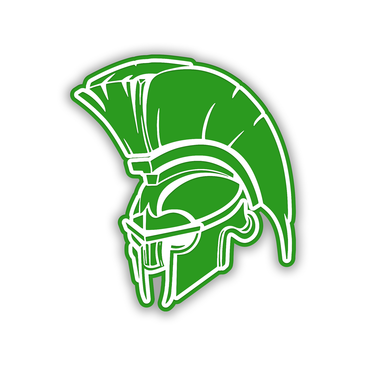 Spartan warrior engraved auto badge with metallic silver and black finish