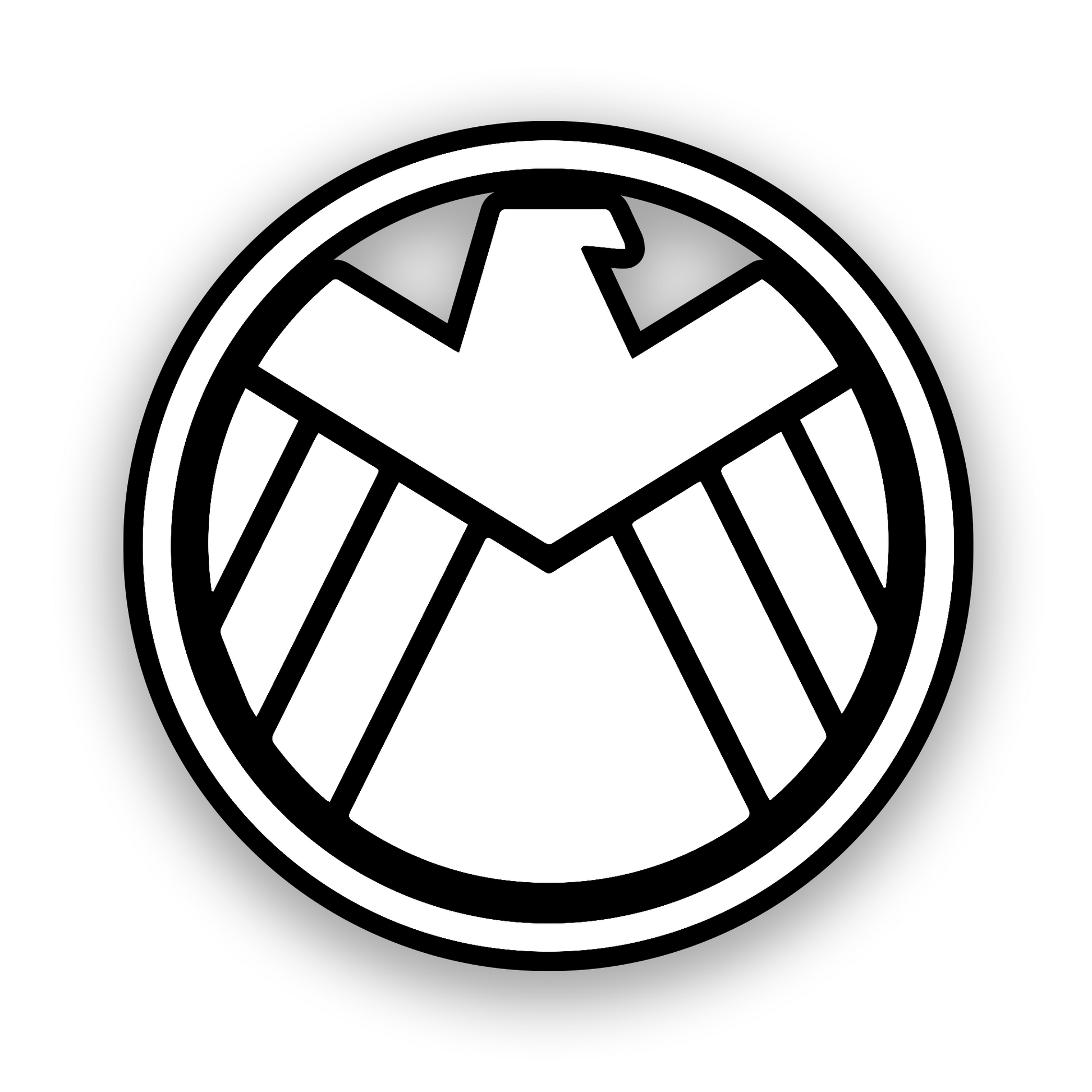 Engraved car badge featuring a Mandalorian crest inspired design