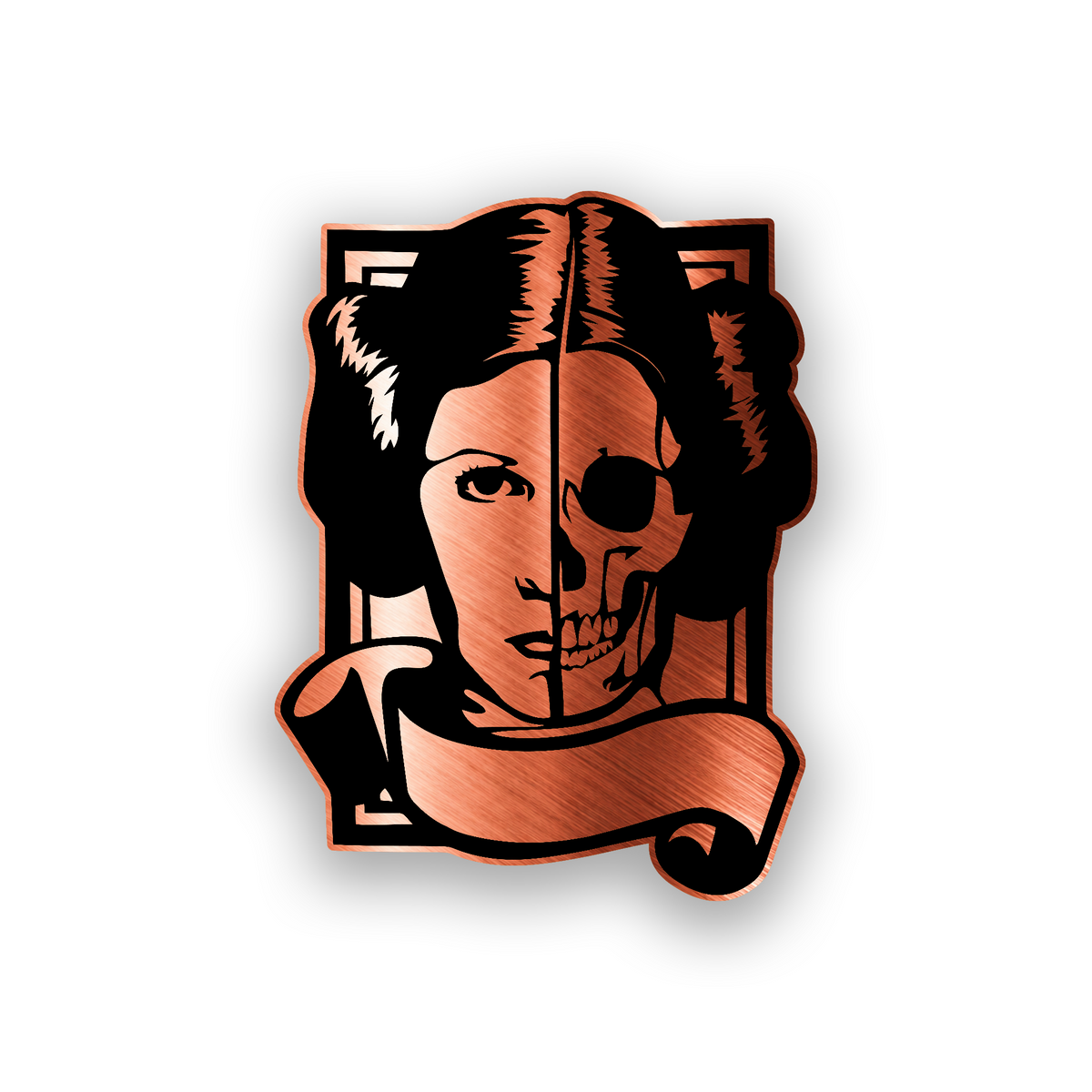 Laser engraved rebel princess inspired badge for custom vehicle exterior styling