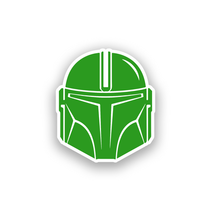 Star Wars inspired car emblem featuring a detailed Mandalorian helmet design