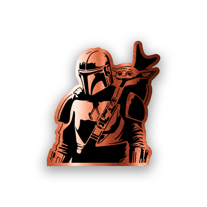 Laser engraved Mando inspired badge for custom vehicle exterior styling