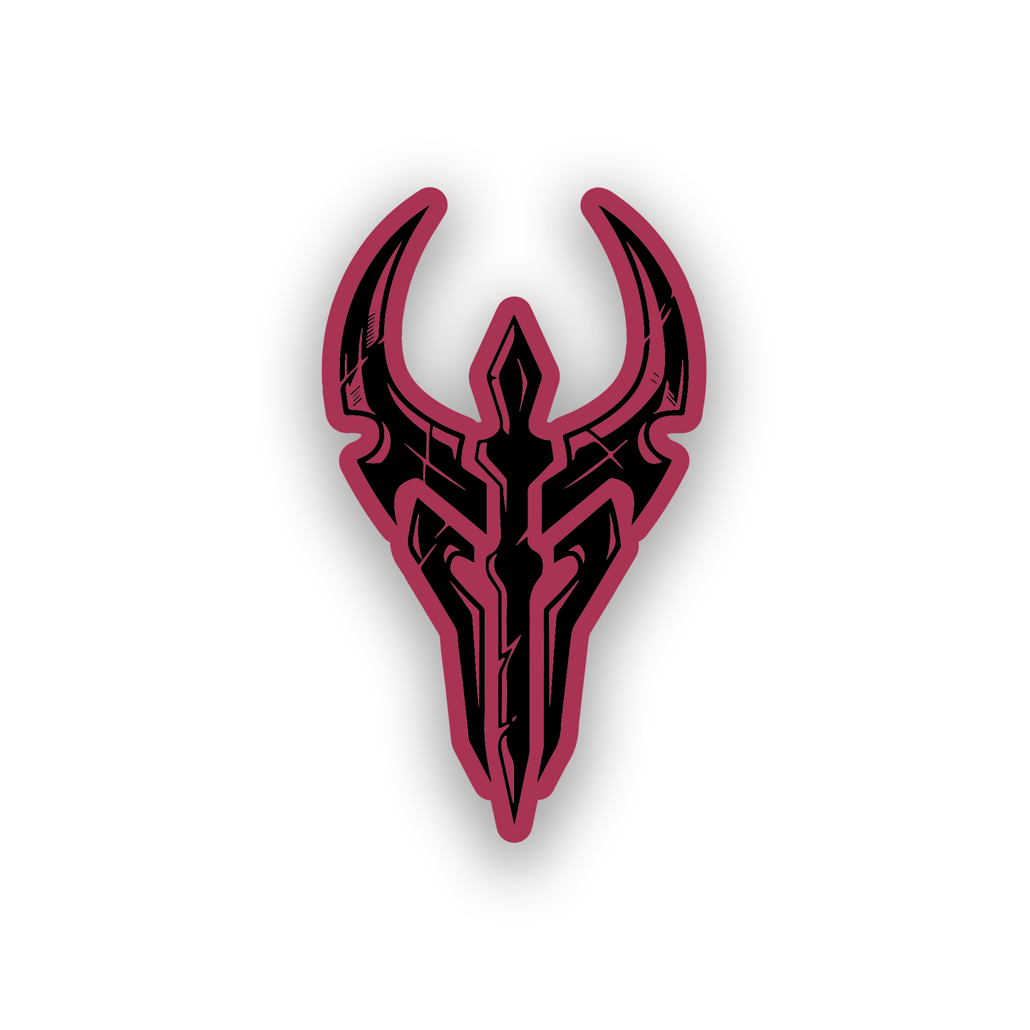 Futuristic Sith emblem car badge with detailed black and white engraved design