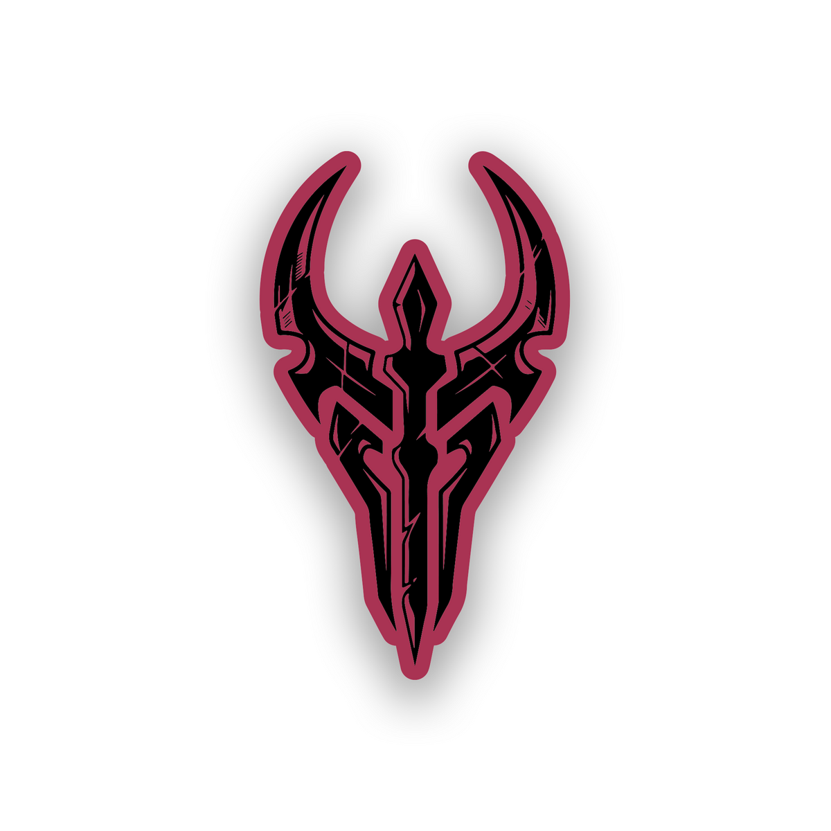 Futuristic Sith emblem car badge with detailed black and white engraved design
