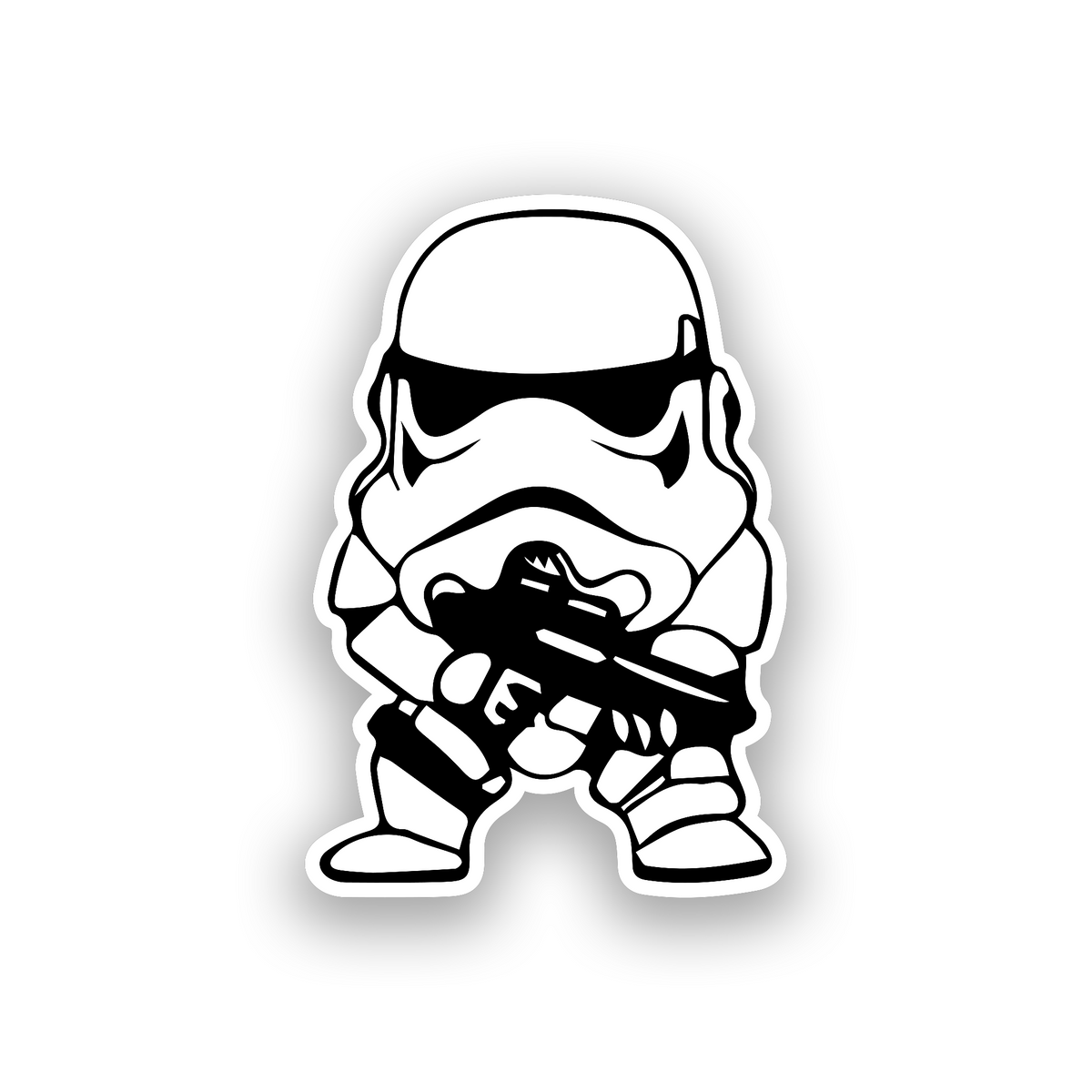 Engraved car badge with Stormtrooper helmet inspired automotive artwork