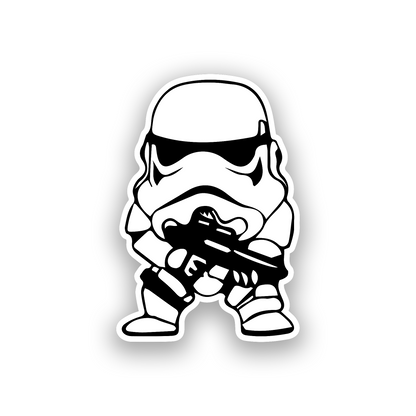 Engraved car badge with Stormtrooper helmet inspired automotive artwork