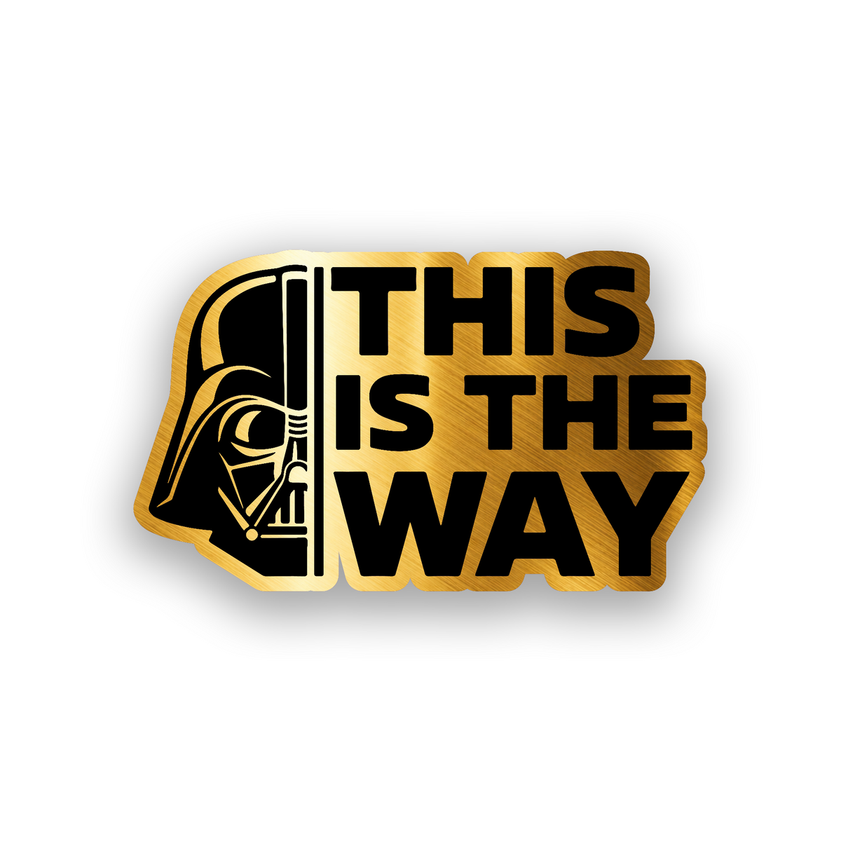 Star Wars inspired automotive badge with Darth Vader helmet and bold engraved lettering