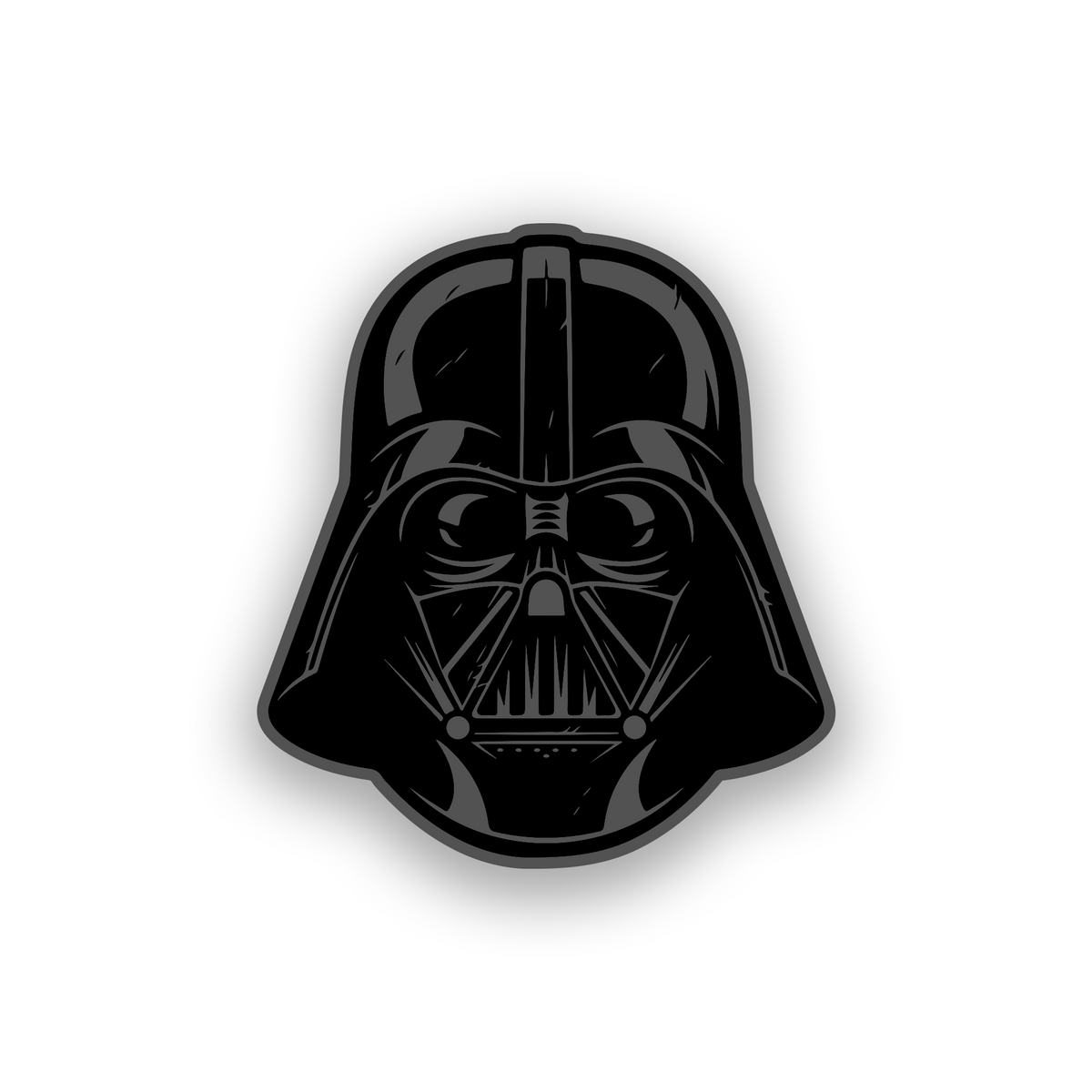 Star Wars dark side inspired automotive badge with precision engraved helmet emblem
