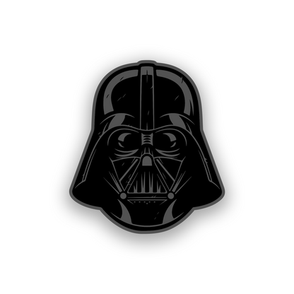 Star Wars dark side inspired automotive badge with precision engraved helmet emblem