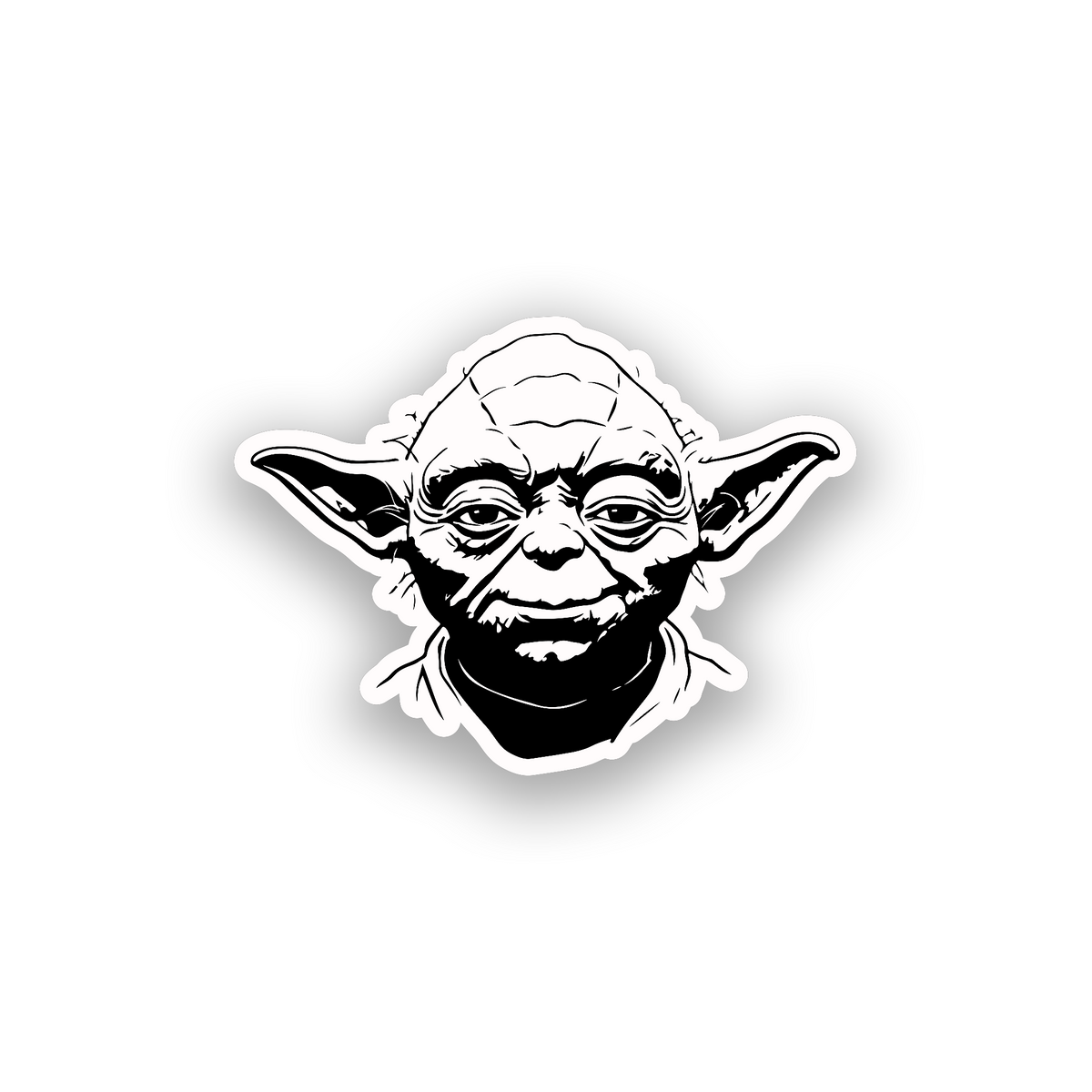 Custom Yoda inspired car emblem with bold engraved sci fi character design
