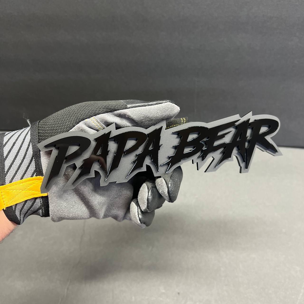 acrylic sharp font badge plate gradient finish detail