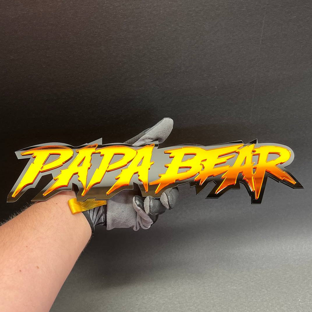 premium sharp text car badge layered gradient performance style