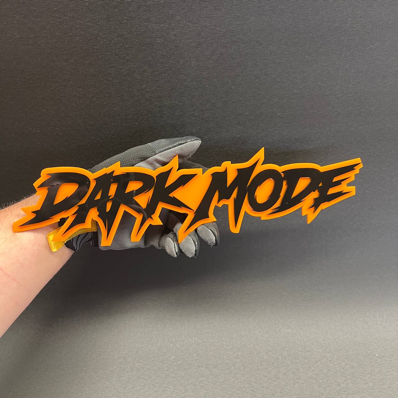 acrylic sharp font badge red black lightweight detail
