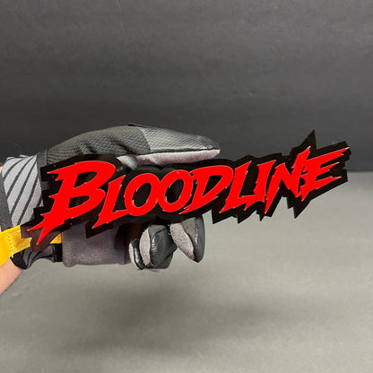 acrylic sharp font badge red black high contrast detail